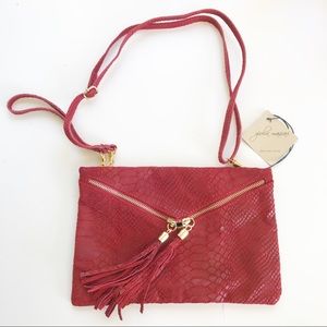 Giulia Massari | Leather Envelope Tassel Clutch